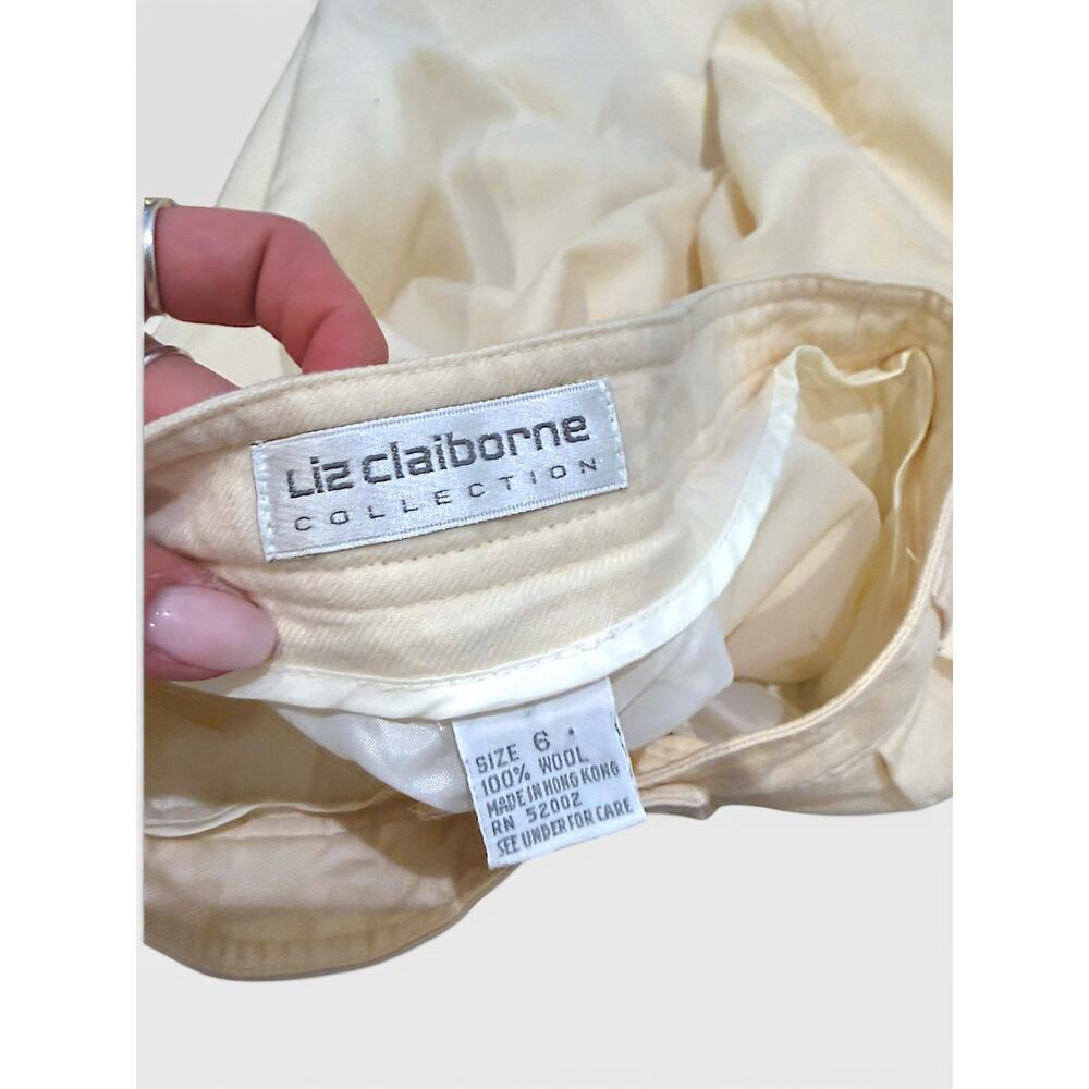 LIZ CLAIBORNE COLLECTION Vintage 100% Wool Cream Tapered Trouser Size 6 EUC - Picture 6 of 6